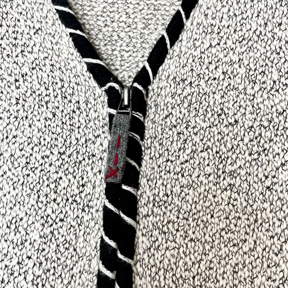 Christopher & Banks Vintage Sweater Vest Full Zip Ivory Black Red Women’s M - Picture 3 of 10
